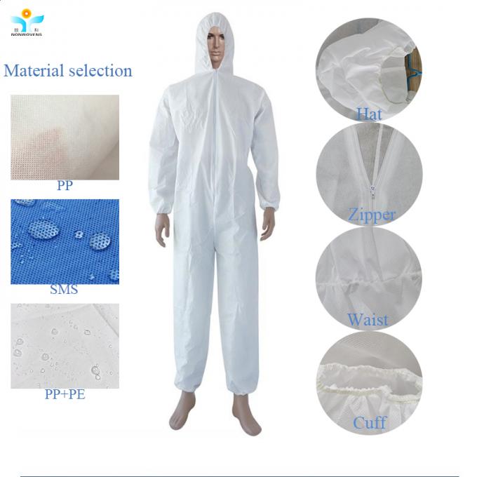 Batas disponibles no tejidas blancas 0 del aislamiento de la bata de la prenda impermeable ácida disponible de la prueba